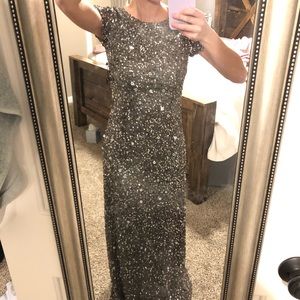 Adrianna Papell Beaded Gown Scoop Back